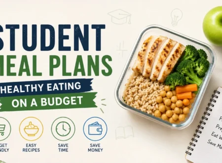 Student meal plans featuring healthy budget-friendly meals, meal prep, and money-saving tips