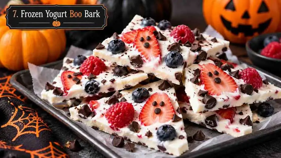 Frozen yogurt bark with berries and chocolate chips